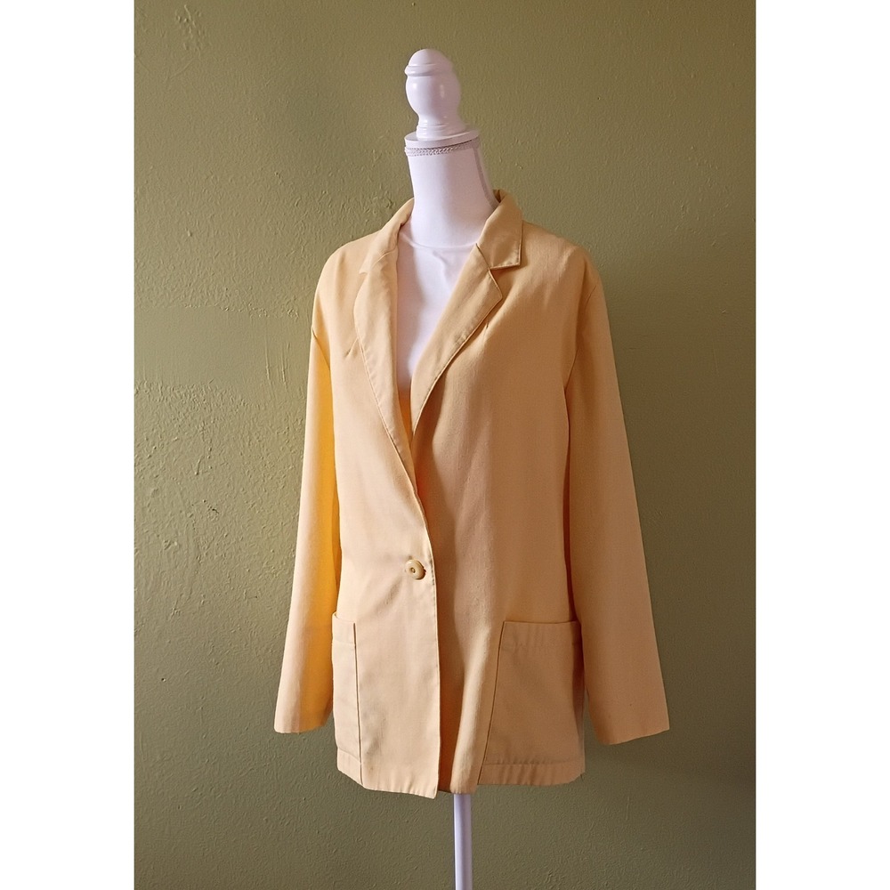 Dark Academia Pastel Yellow 90s Retro Grandmacore Office Blazer Womens 14 XL
